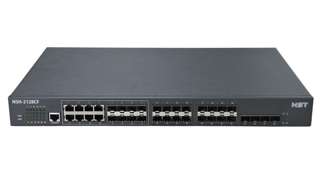 NST NSH-2128CF 28포트 광 L2 스위치 (SFP 28 + 콤보 8, 관리형)